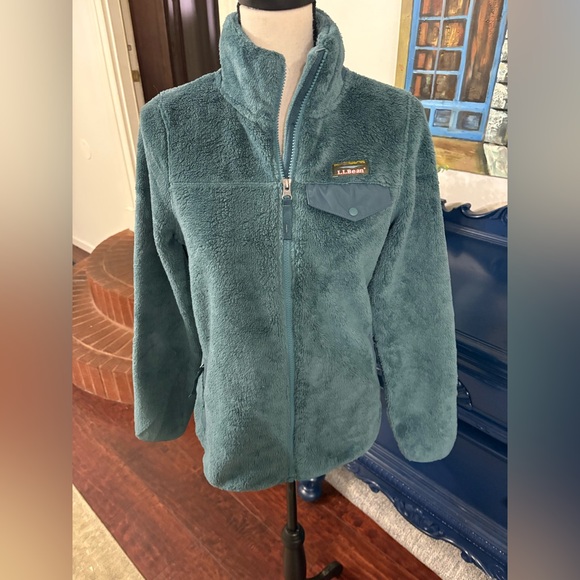 L.L. Bean High Pile Women's Teal Fleece Jacket Size Small - Picture 3 of 9